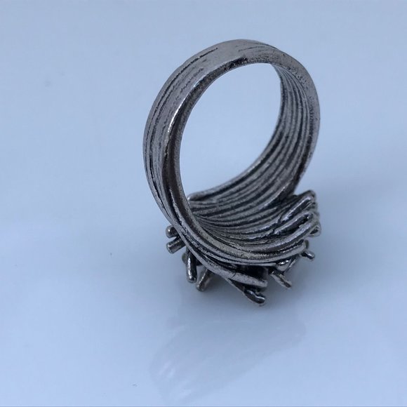 Women Ring Pink Gemstone Silver Tone Wedding Band - Picture 12 of 13